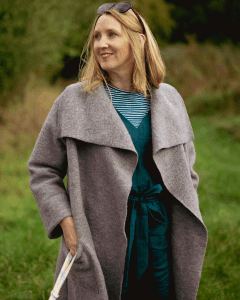 Bianca Coat Sewing Pattern in Grey Boiled Wool